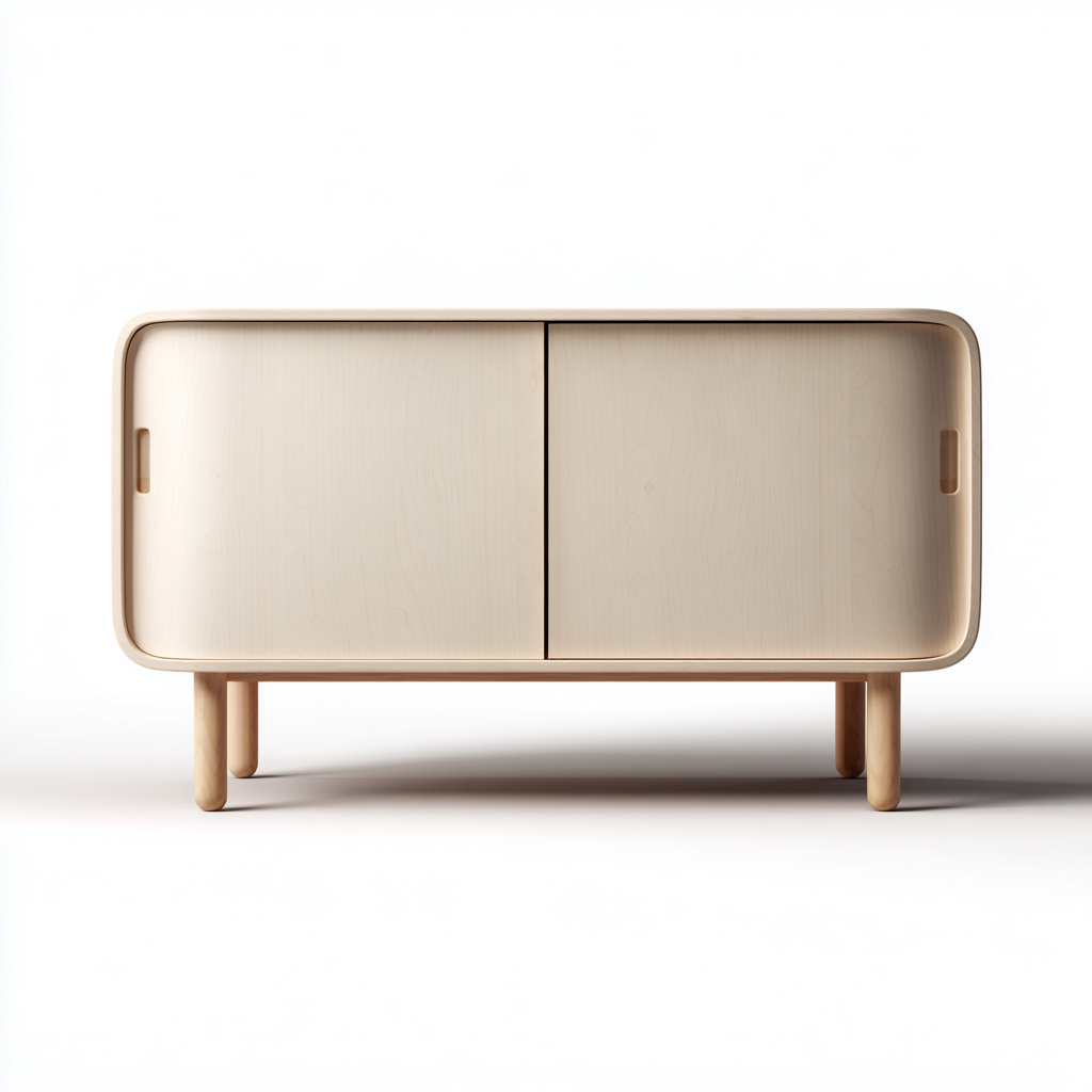 Buffet en bois 150x45x75 cm - marron clair - pour salle à manger - design minimaliste-Ratilyinterior