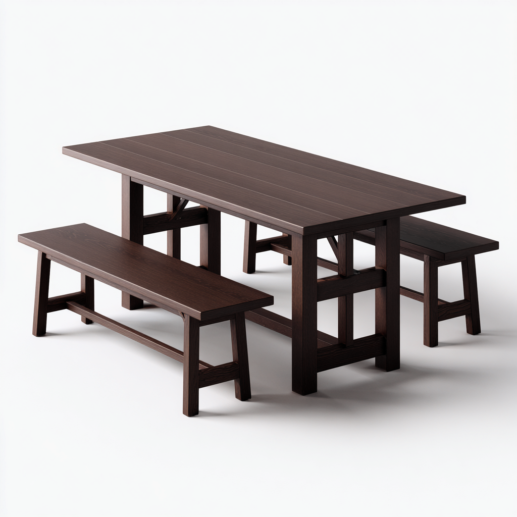 Ensemble table et chaises bois - brun foncé - style moderne pour salle à manger-Ratilyinterior