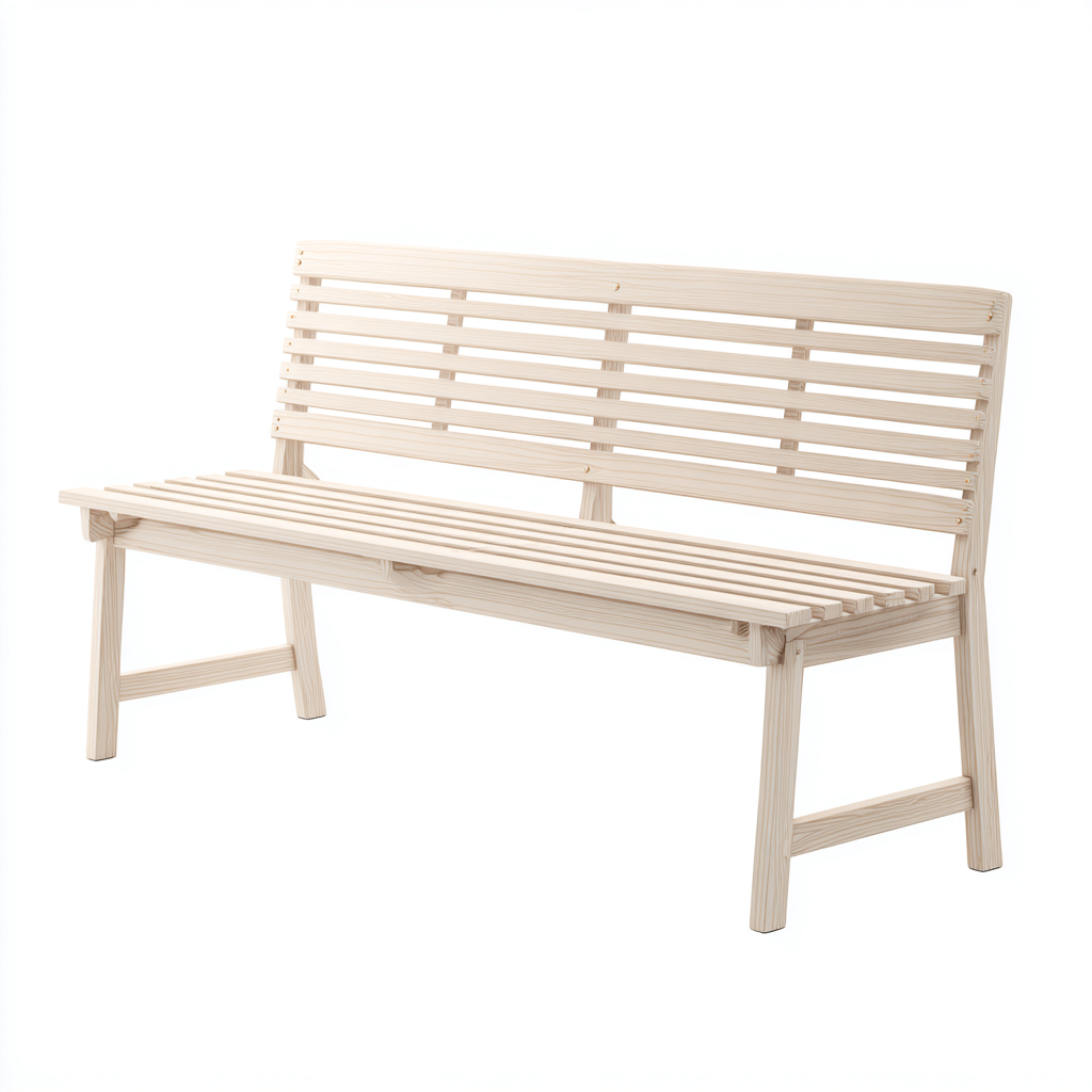 Banc de jardin en bois massif avec dossier 150x50x85 cm - bois clair - usage extérieur - style naturel-Ratilyinterior