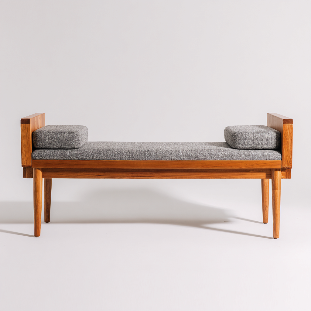 Banc de jardin en bois massif avec coussin 160x50x55 cm - bois naturel - gris - usage extérieur - style contemporain-Ratilyinterior