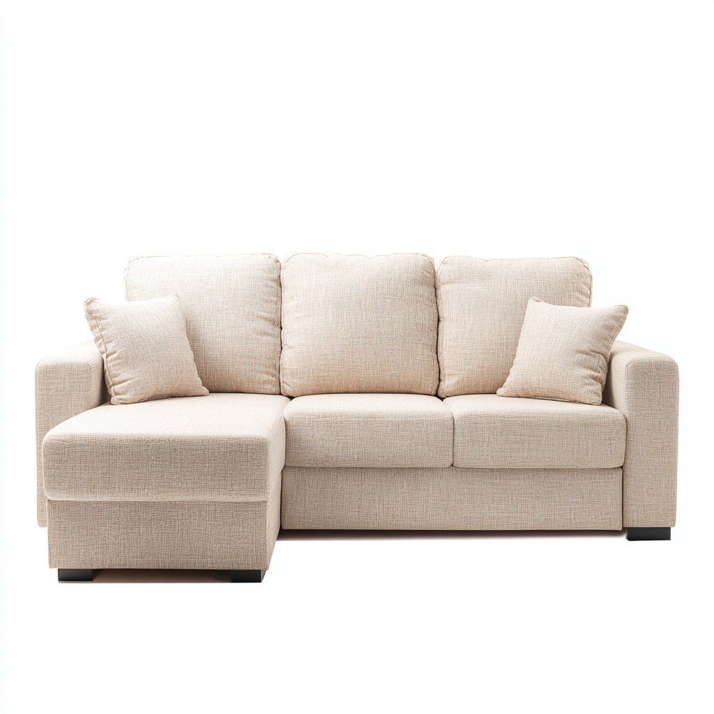 Canapé d'angle tissu 260x165x85 cm - beige - pour salon - design moderne-Ratilyinterior