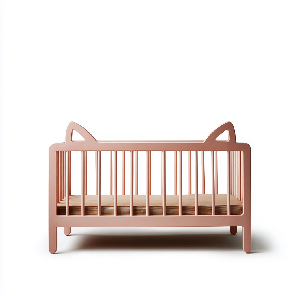Lit enfant structure bois avec barrières 120x60x75 cm - rose - design ludique - chambre d'enfant-Ratilyinterior