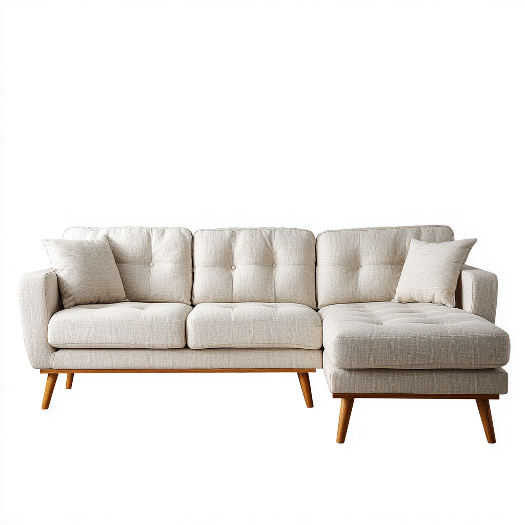 Canapé d'angle tissu 260x160x85 cm - beige - pour salon - design scandinave-Ratilyinterior