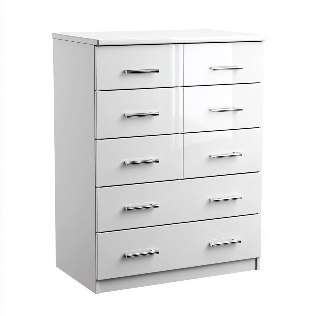 Commode rangement MDF finition brillante 120x40x90 cm - blanc - pour salon - style moderne-Ratilyinterior