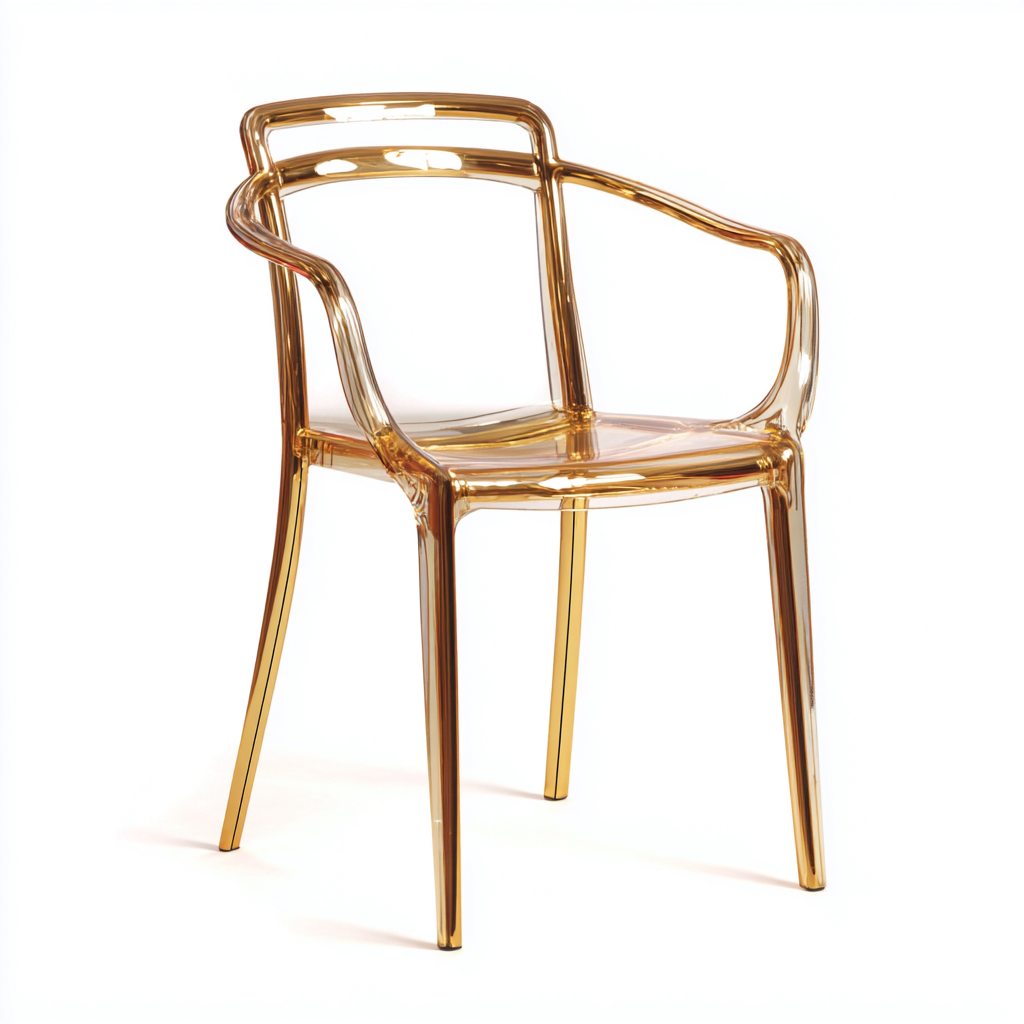 Chaise de jardin en plastique transparent avec accoudoirs 55x53x80 cm - ambre transparent - usage extérieur - style contemporain-Ratilyinterior