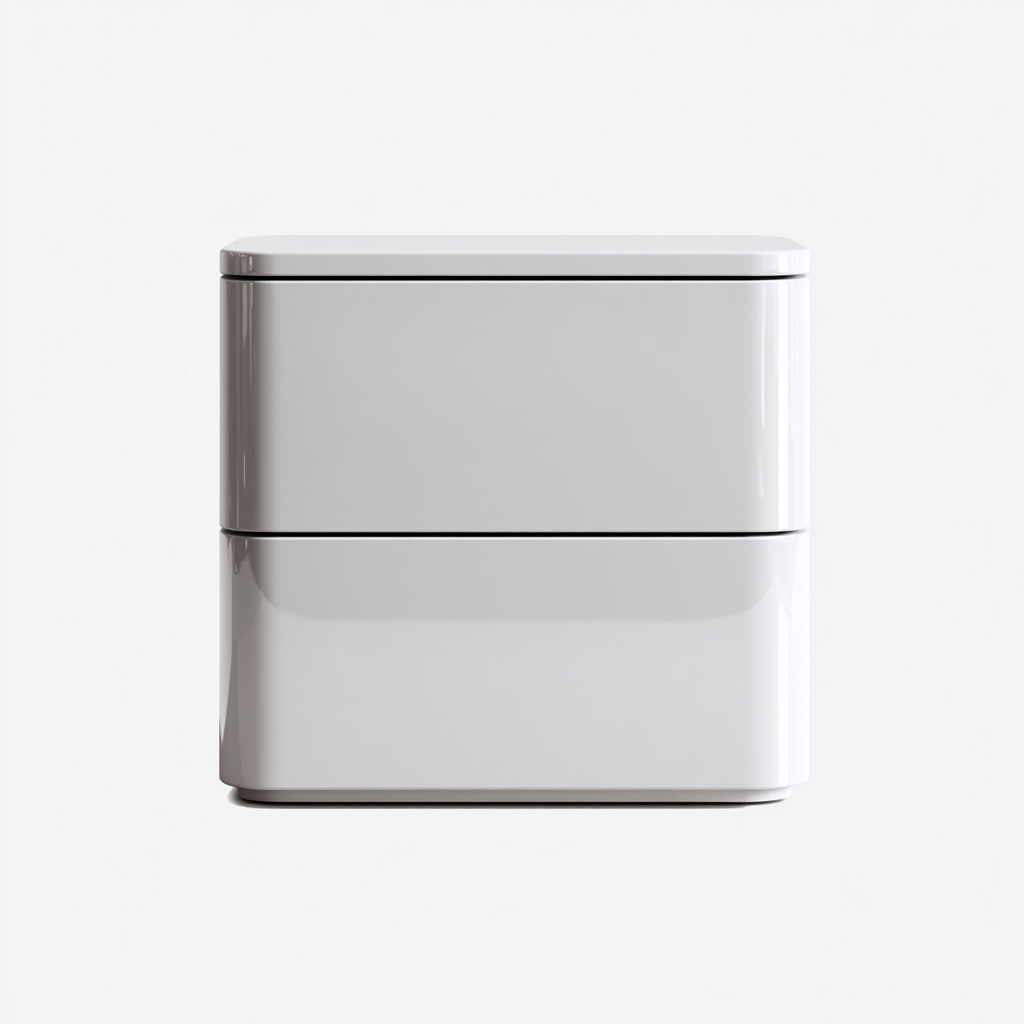 Commode rangement finition brillante 60x40x55 cm - blanc - pour salon - style moderne-Ratilyinterior