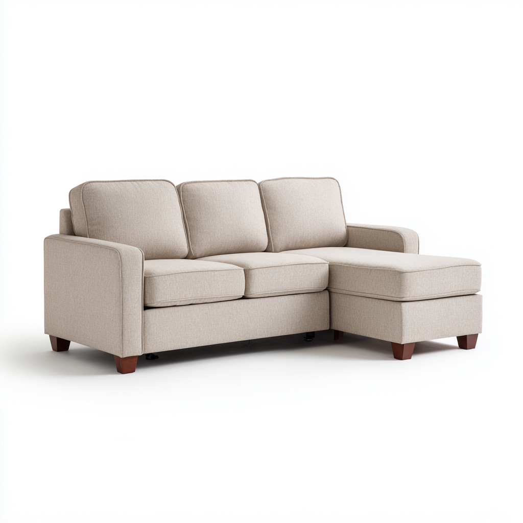 Canapé d'angle tissu 275x170x85 cm - beige - pour salon - design moderne-Ratilyinterior