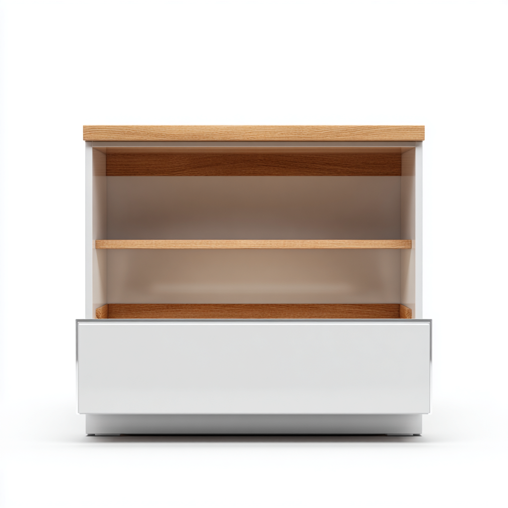 Commode rangement MDF finition brillante 100x40x55 cm - blanc - brun - pour salon - style moderne-Ratilyinterior