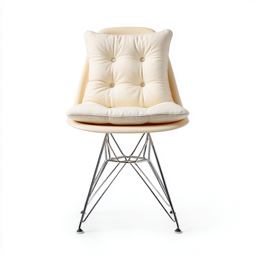 Chaise de jardin en métal et coque synthétique 60x55x82 cm - crème et chrome - adaptée pour extérieur - design moderne-Ratilyinterior