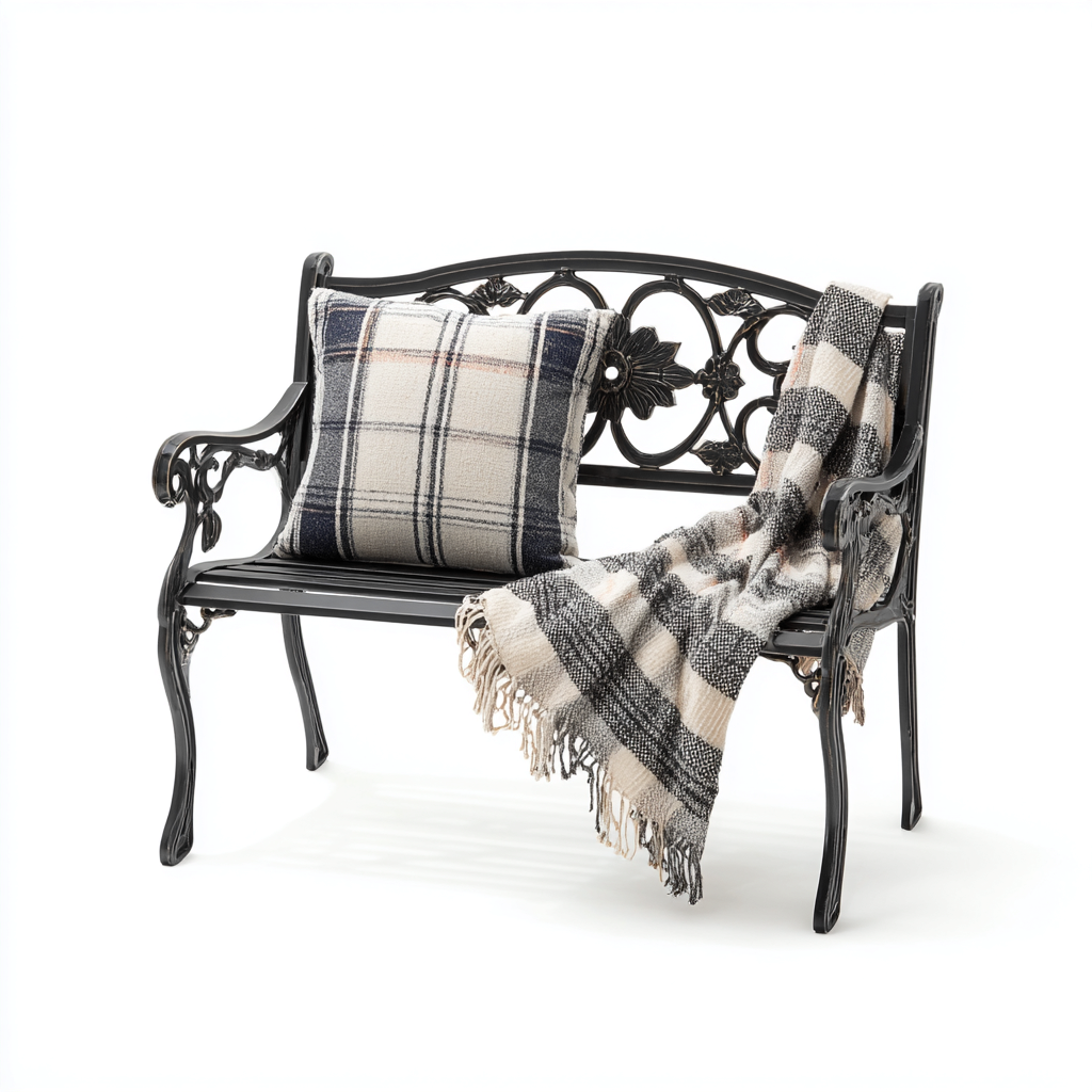 Banc de jardin en métal 120x55x85 cm - noir - pour extérieur - style classique décoratif-Ratilyinterior