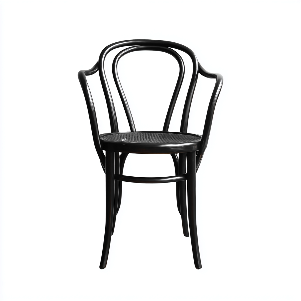 Chaise de jardin noire avec structure courbée et accoudoirs 52x55x82 cm - noir - usage extérieur - style classique-Ratilyinterior