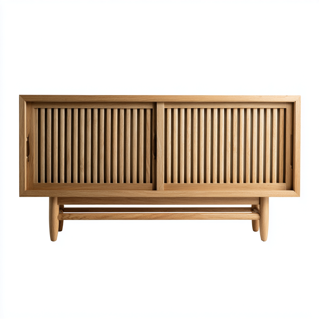 Buffet en bois 160x45x75 cm - chêne clair - pour salle à manger - design moderne-Ratilyinterior