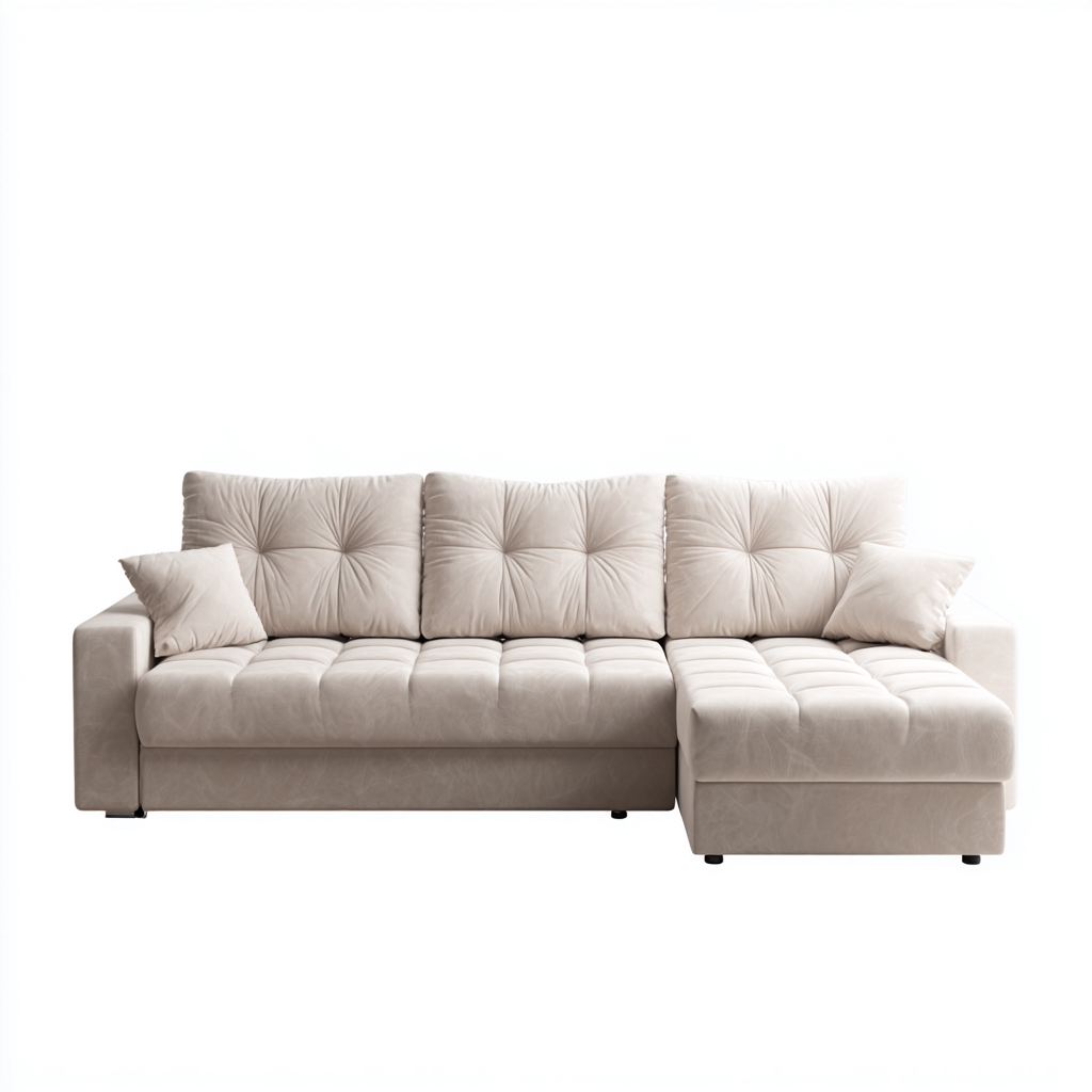 Canapé d'angle tissu 265x165x85 cm - beige clair - pour salon - design moderne-Ratilyinterior