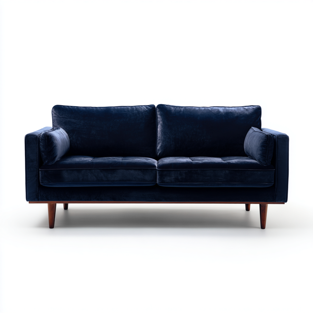 Canapé 3 places tissu velours 210x90x85 cm - bleu foncé - confort pour salon-Ratilyinterior