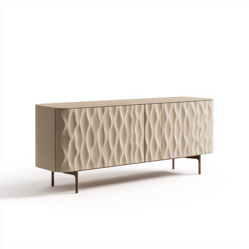 Buffet en bois 170x45x75 cm - beige - pour salle à manger - design contemporain-Ratilyinterior