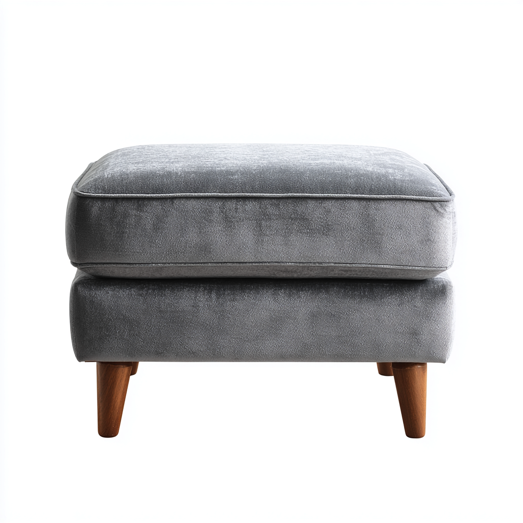 Pouf en tissu velours 60x60x40 cm - gris - salon - assise d'appoint design moderne-Ratilyinterior