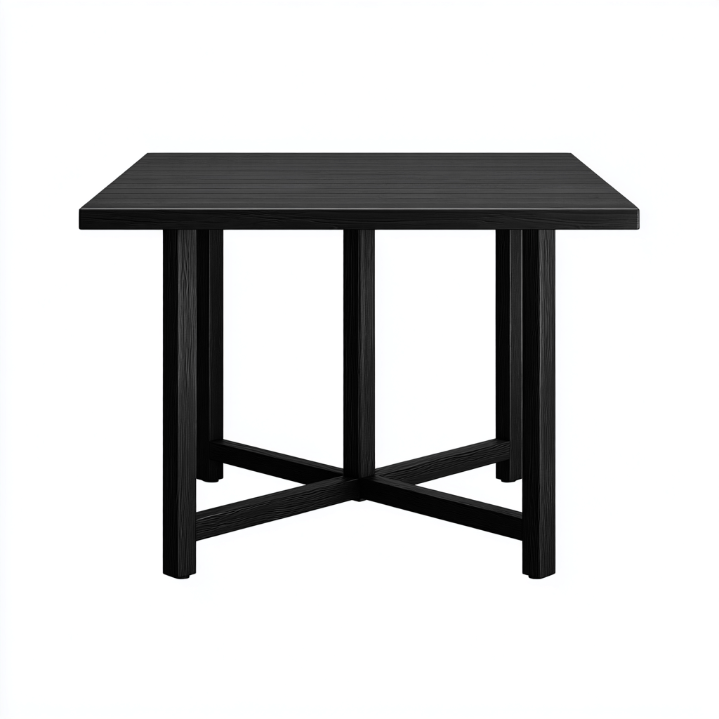 Table de jardin carrée en bois 120x120x75 cm - noir - usage extérieur - style contemporain-Ratilyinterior