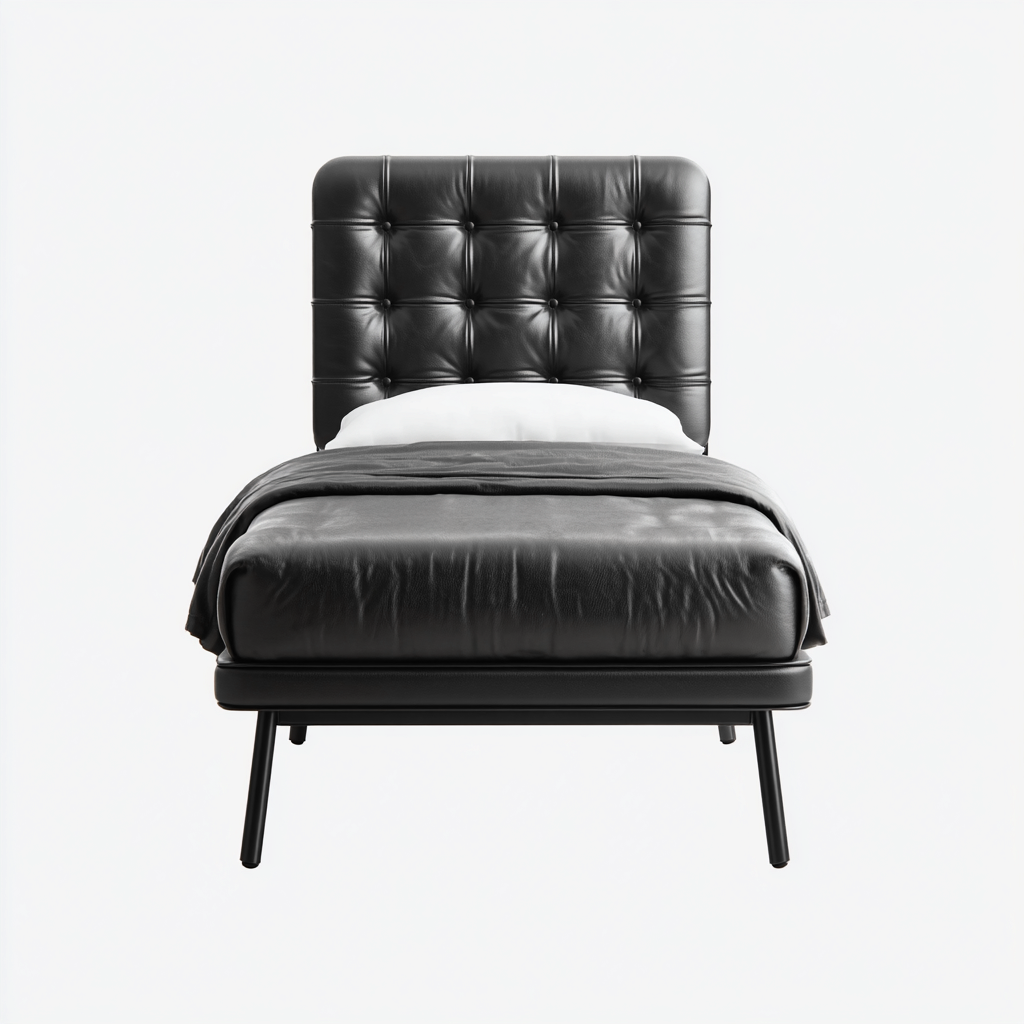 Lit simple rembourré avec tête de lit capitonnée 200x90x100 cm - noir - usage chambre - style moderne-Ratilyinterior