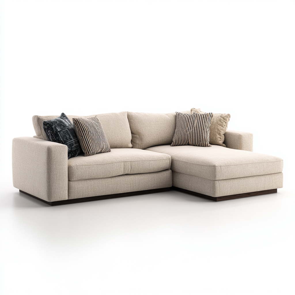 Canapé d'angle tissu 270x170x85 cm - beige - pour salon - design contemporain-Ratilyinterior