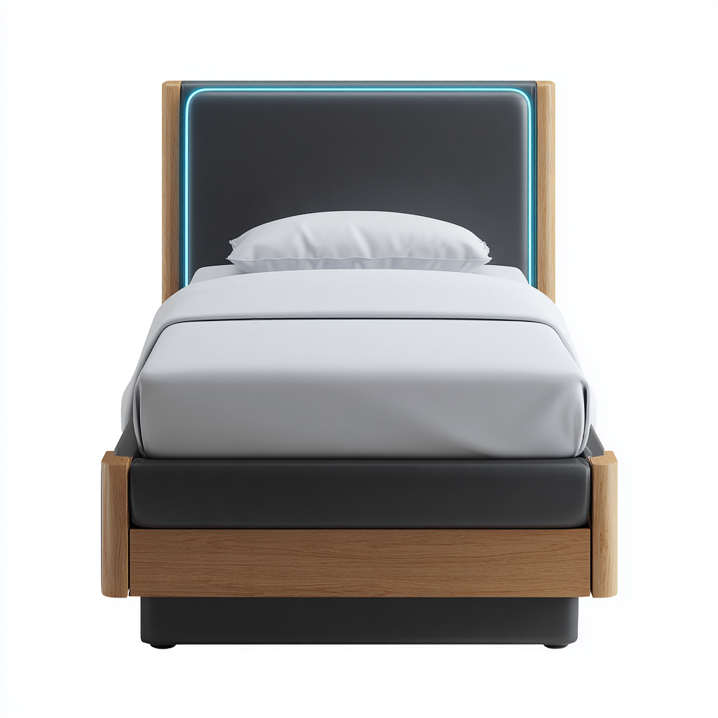 Lit simple avec tête de lit rétroéclairée 200x90x105 cm - noir - usage chambre - design contemporain-Ratilyinterior