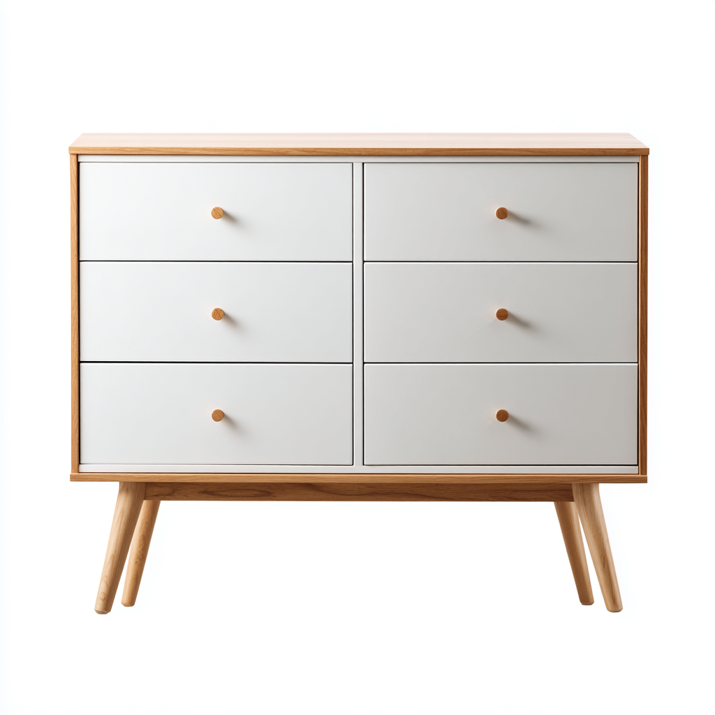 Commode rangement MDF bois 120x40x80 cm - blanc - brun - pour salon - design scandinave-Ratilyinterior