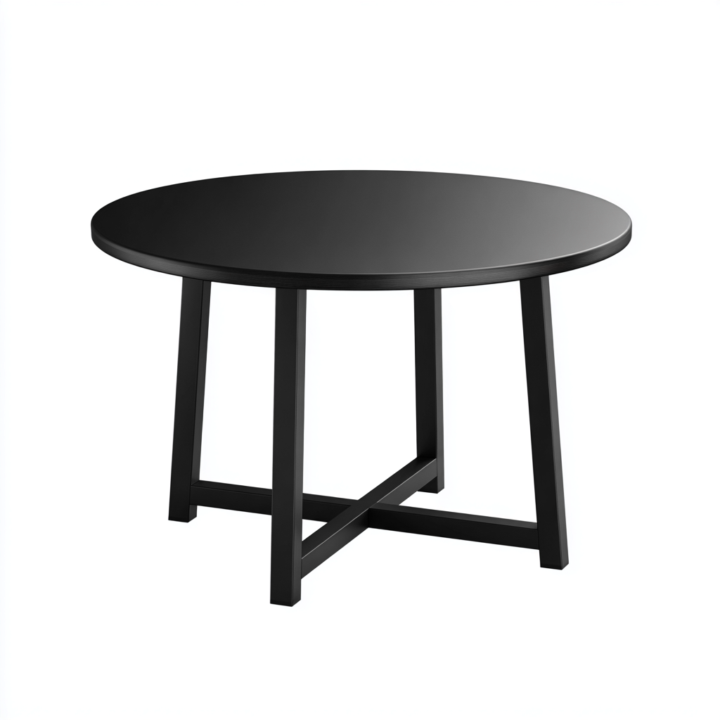 Table de jardin ronde en bois 120x120x75 cm - noir - adaptée pour extérieur - design moderne-Ratilyinterior