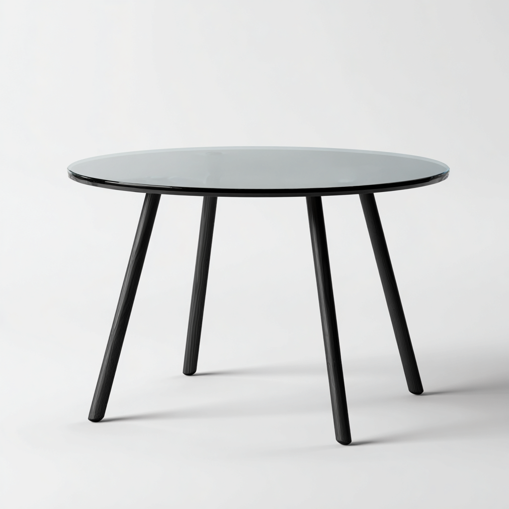 Table de jardin ronde en verre et métal 120x120x74 cm - usage extérieur - design contemporain-Ratilyinterior