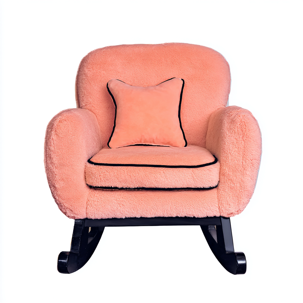 Fauteuil à bascule en tissu doux 70x60x72 cm - rose - salon - design confortable-Ratilyinterior