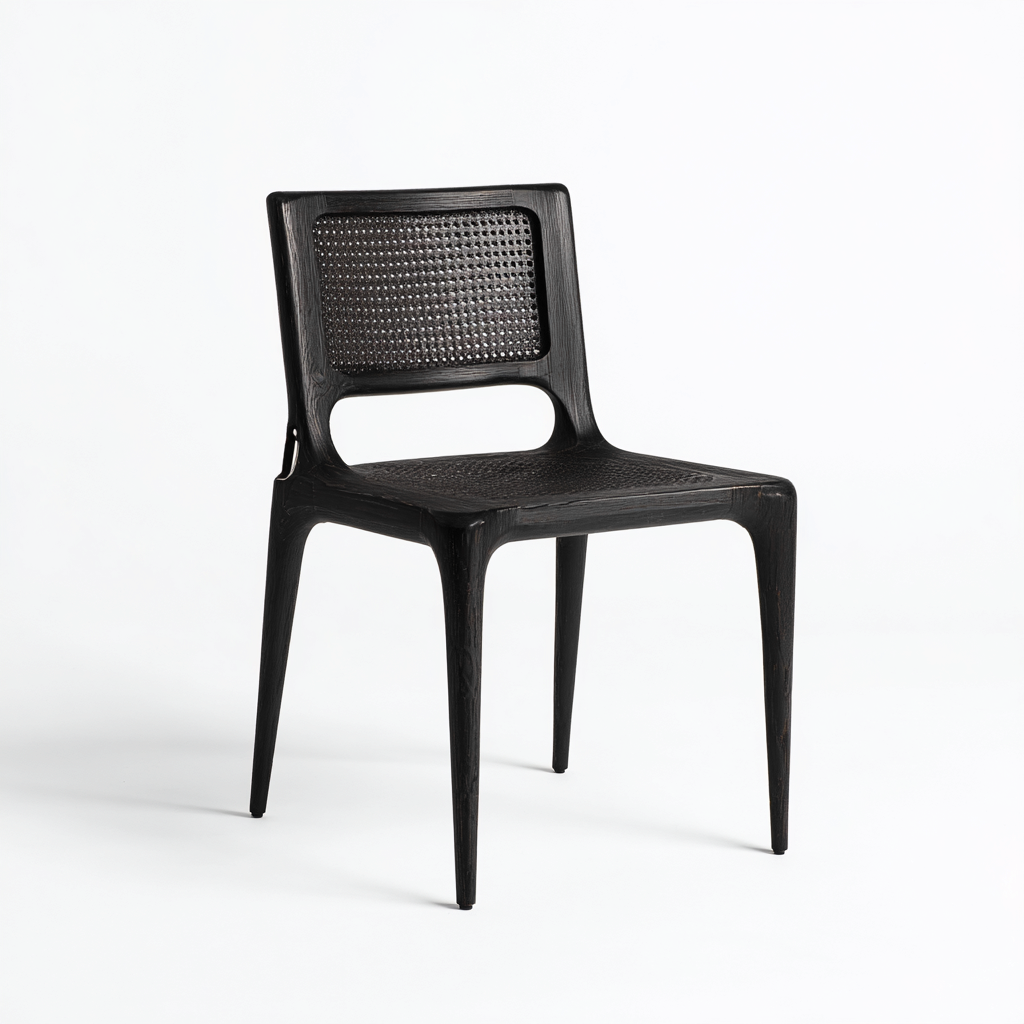Chaise de jardin en structure rigide avec dossier tressé 55x52x80 cm - noir - usage extérieur - style contemporain-Ratilyinterior