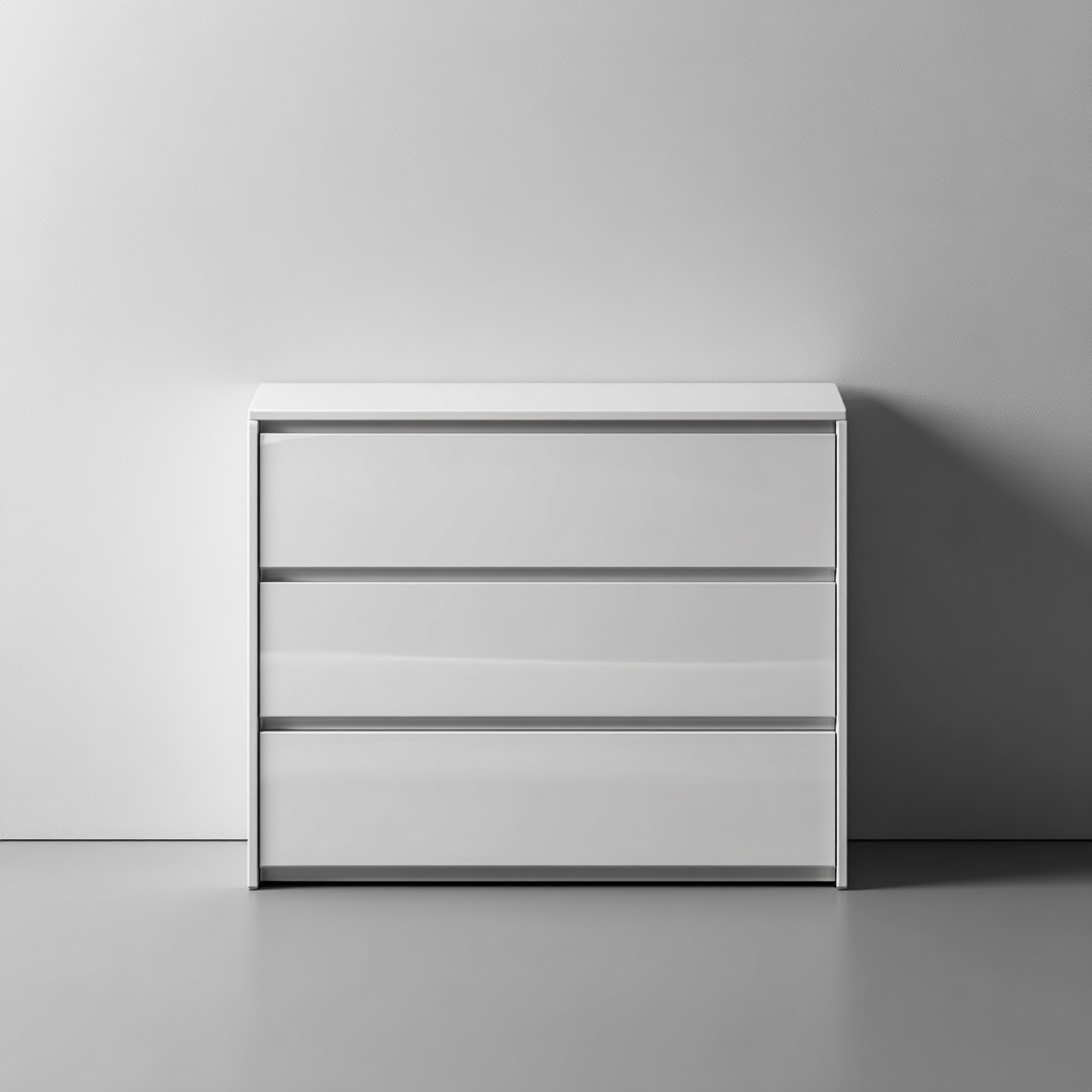 Commode rangement MDF finition brillante 100x45x80 cm - blanc - pour salon - style moderne-Ratilyinterior