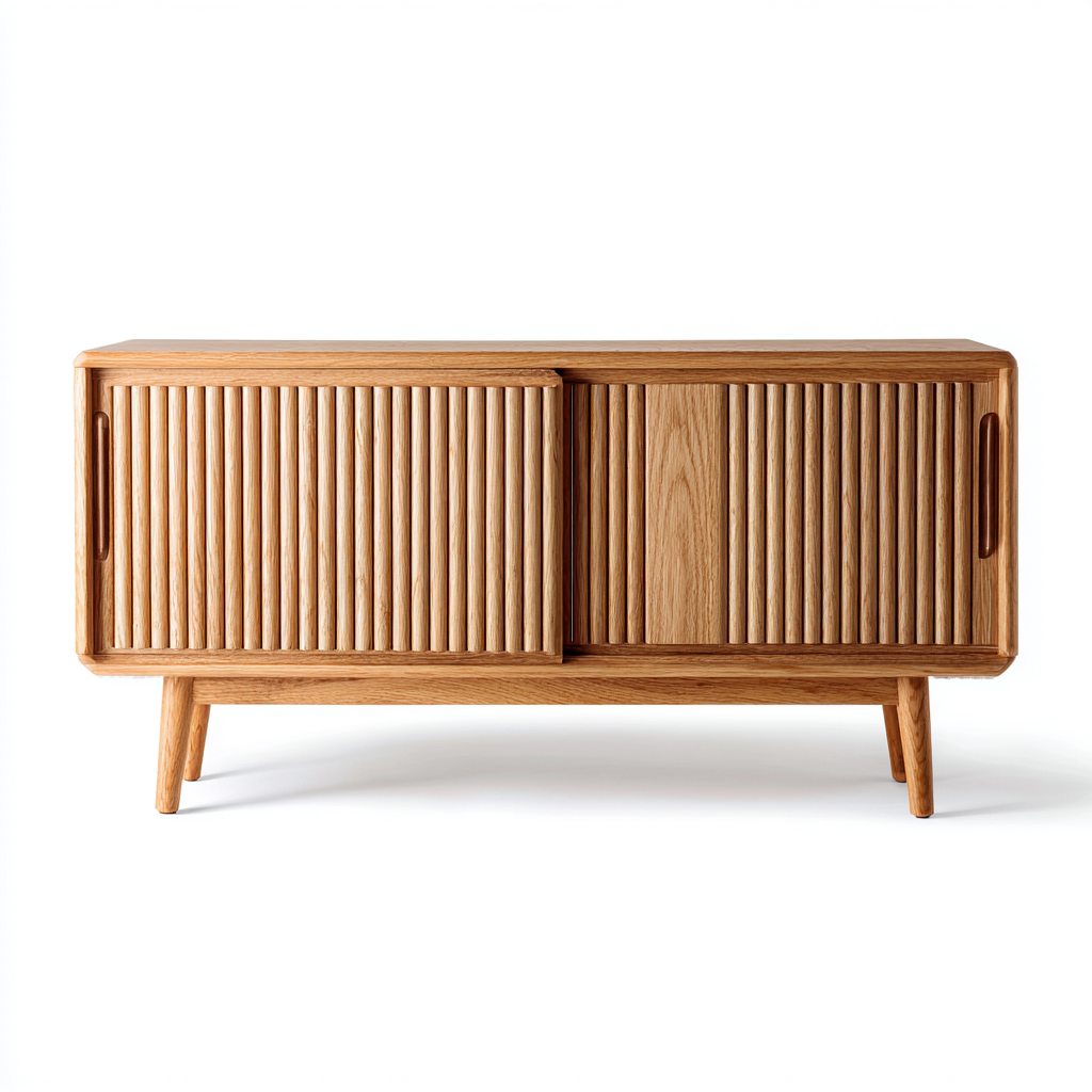 Buffet en bois 160x45x75 cm - marron - pour salle à manger - design scandinave-Ratilyinterior