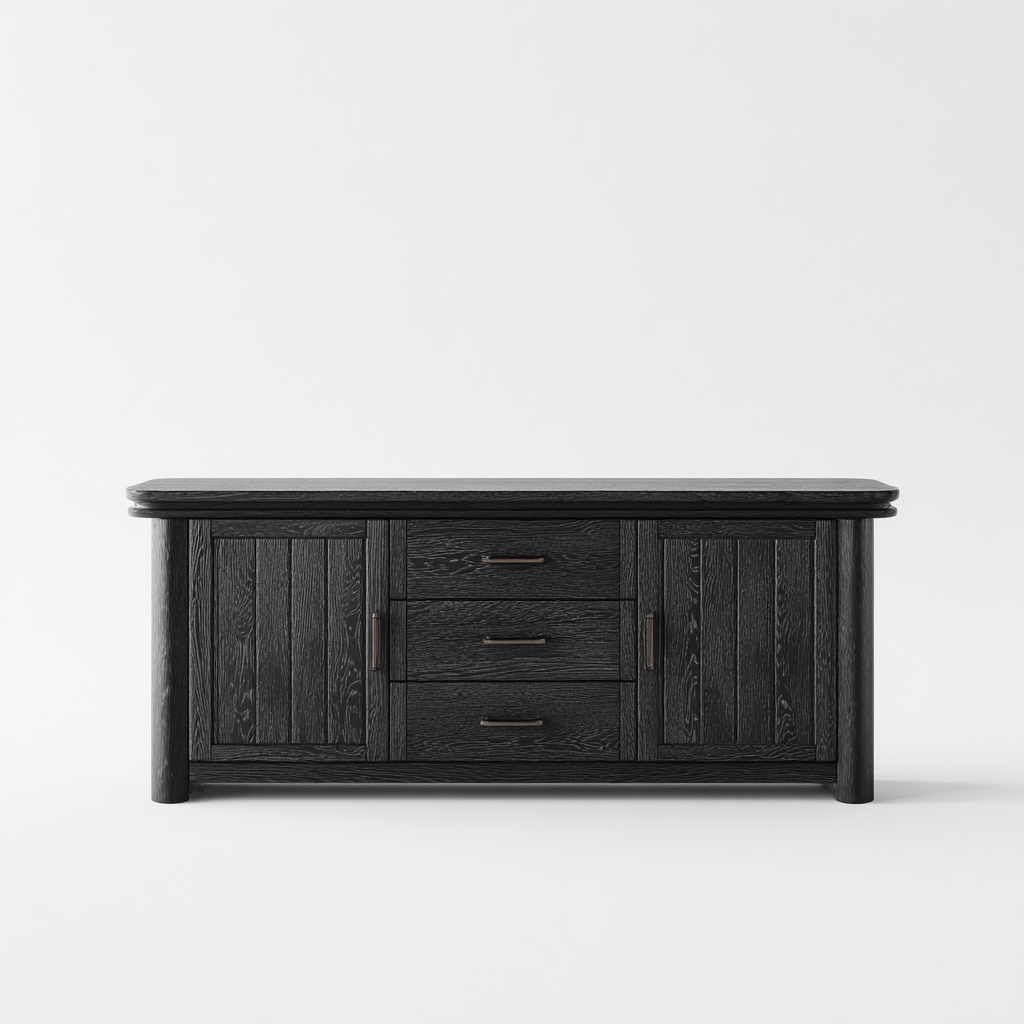 Buffet en bois 170x45x80 cm - noir - pour salle à manger - design classique-Ratilyinterior