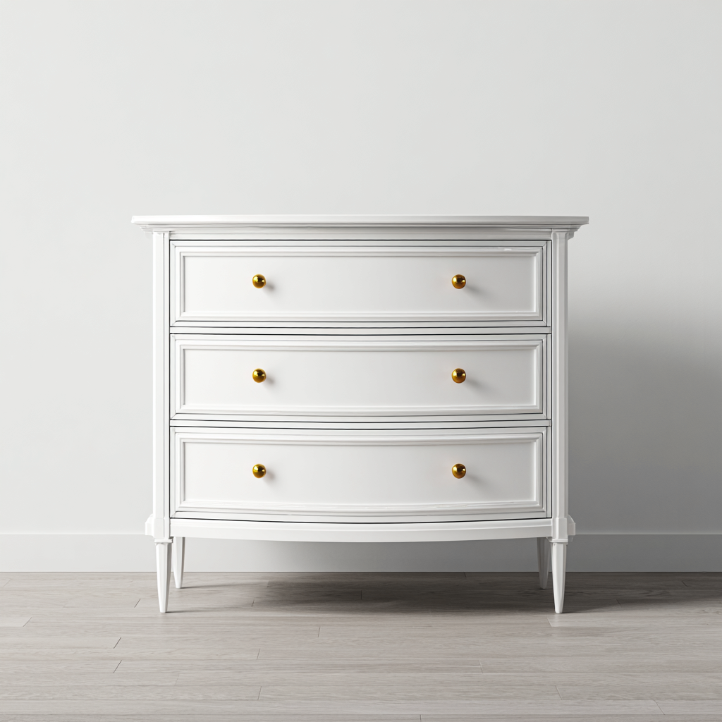 Commode rangement MDF 100x45x85 cm - blanc - pour salon - style classique-Ratilyinterior