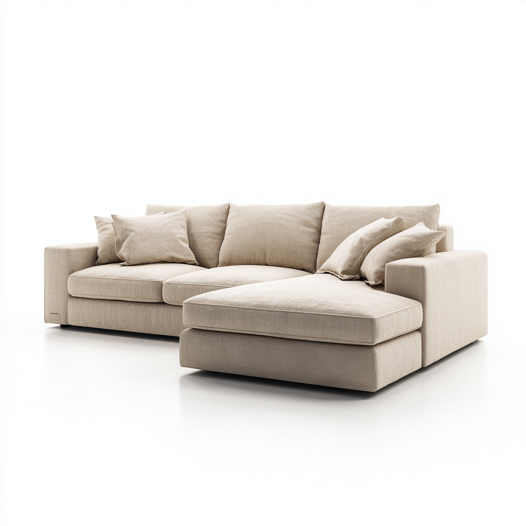 Canapé d'angle tissu 275x170x85 cm - beige - pour salon - design moderne-Ratilyinterior