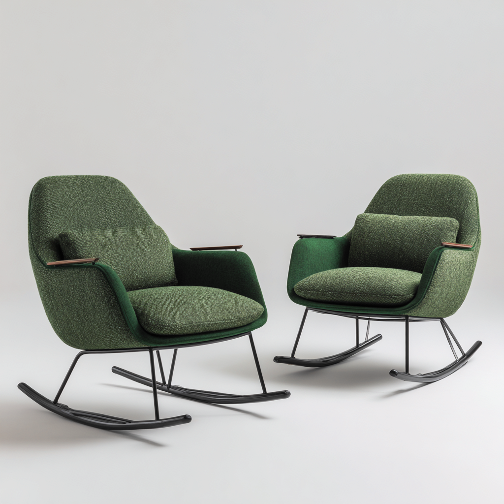 Fauteuil à bascule en tissu métal 90x82x88 cm - vert - salon - design contemporain-Ratilyinterior