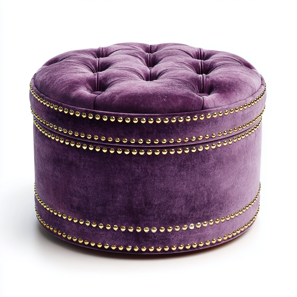 Pouf rond en velours rembourré 40x40x40 cm - violet - salon - assise d'appoint élégante-Ratilyinterior