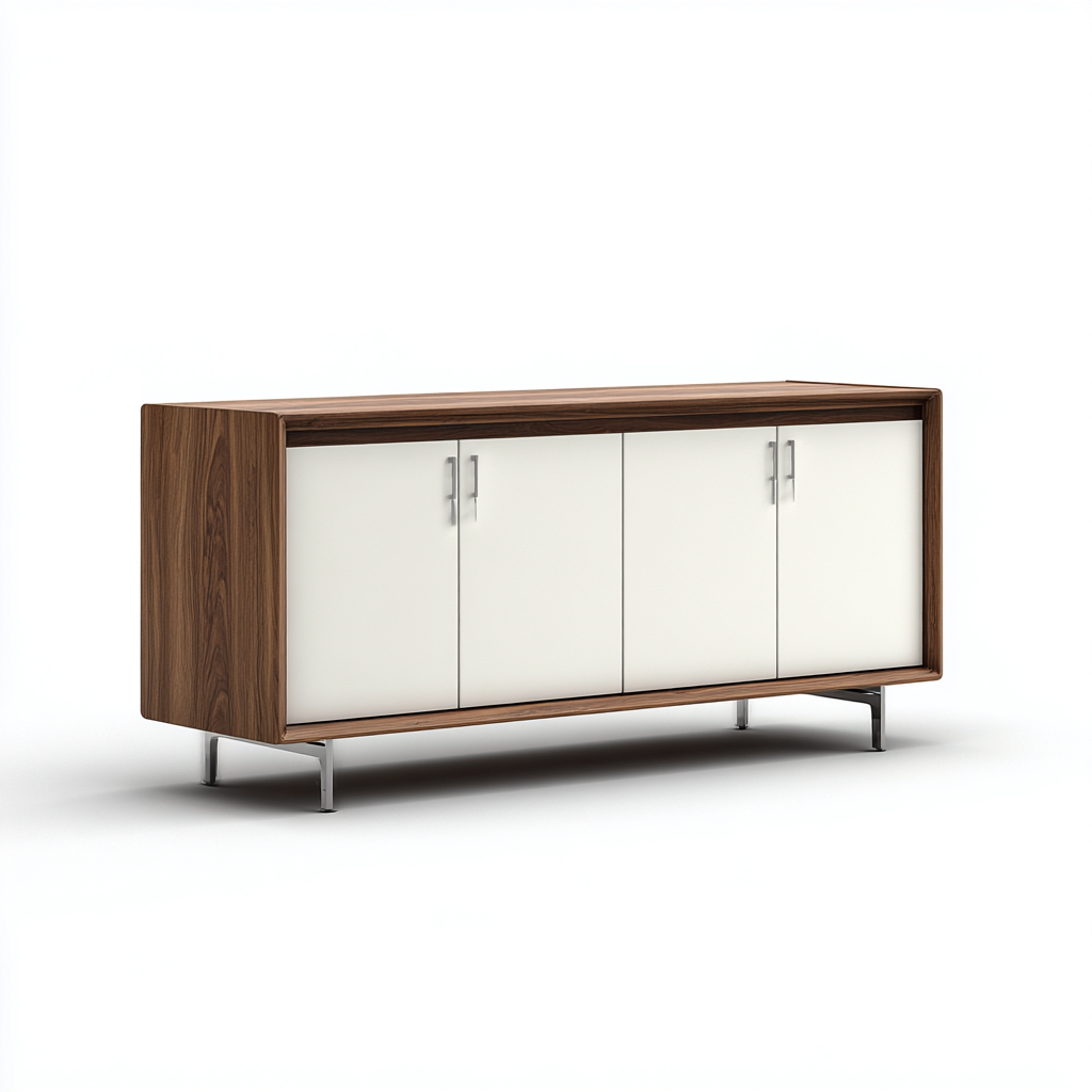 Buffet 180x45x75 cm - brun - blanc - pour salle à manger - design moderne-Ratilyinterior