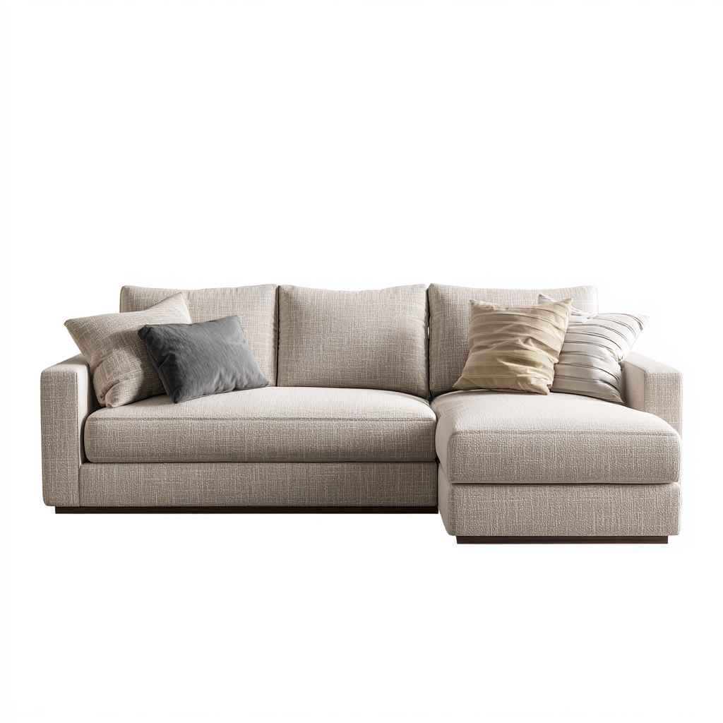 Canapé d'angle tissu 270x165x85 cm - beige - pour salon - design contemporain-Ratilyinterior