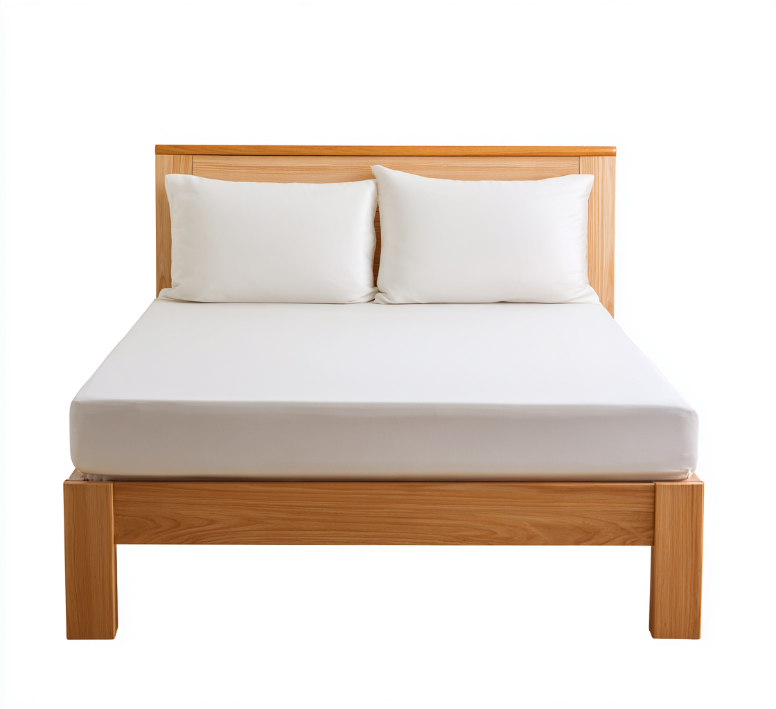 Lit simple en bois massif avec tête et pied de lit 200x100x85 cm - bois clair - pour chambre - design naturel-Ratilyinterior
