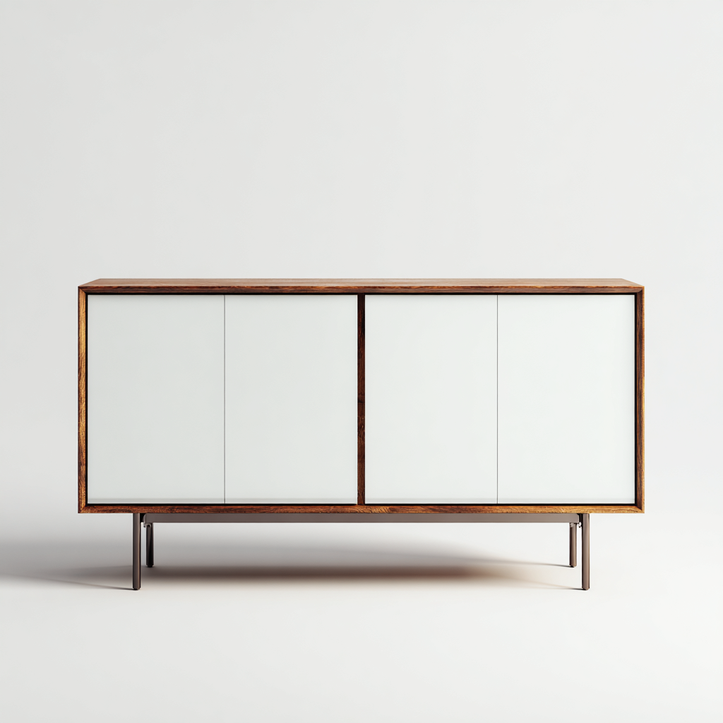 Buffet 180x45x75 cm - brun - blanc - pour salle à manger - design moderne-Ratilyinterior