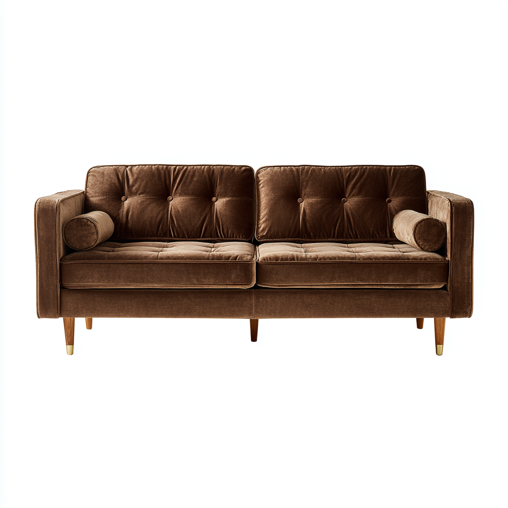 Canapé 3 places en velours 210x92x80 cm - marron - pour salon - design moderne-Ratilyinterior