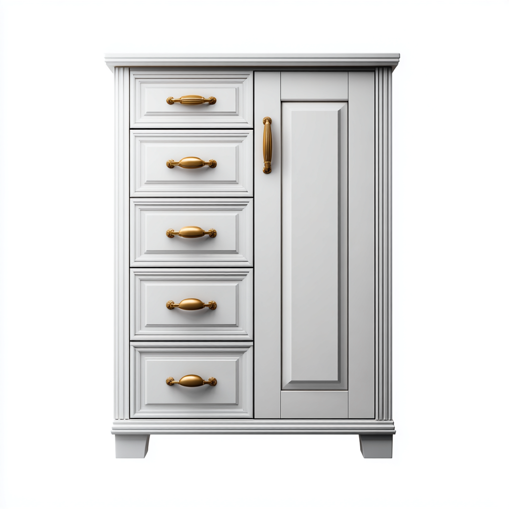 Rangement de salle de bain sur pied en bois 60x35x85 cm - blanc - avec tiroirs et porte - style classique-Ratilyinterior