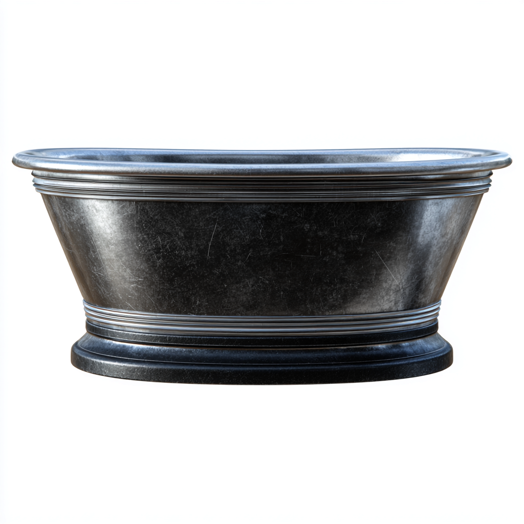 Baignoire îlot en métal 165x75x60 cm - noir et argent - pour salle de bain - design classique-Ratilyinterior