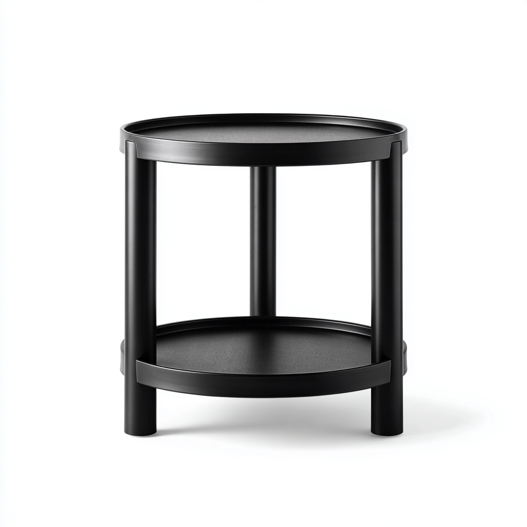 Table de jardin ronde en plastique 45x45x50 cm - noir - adaptée pour extérieur - design contemporain-Ratilyinterior