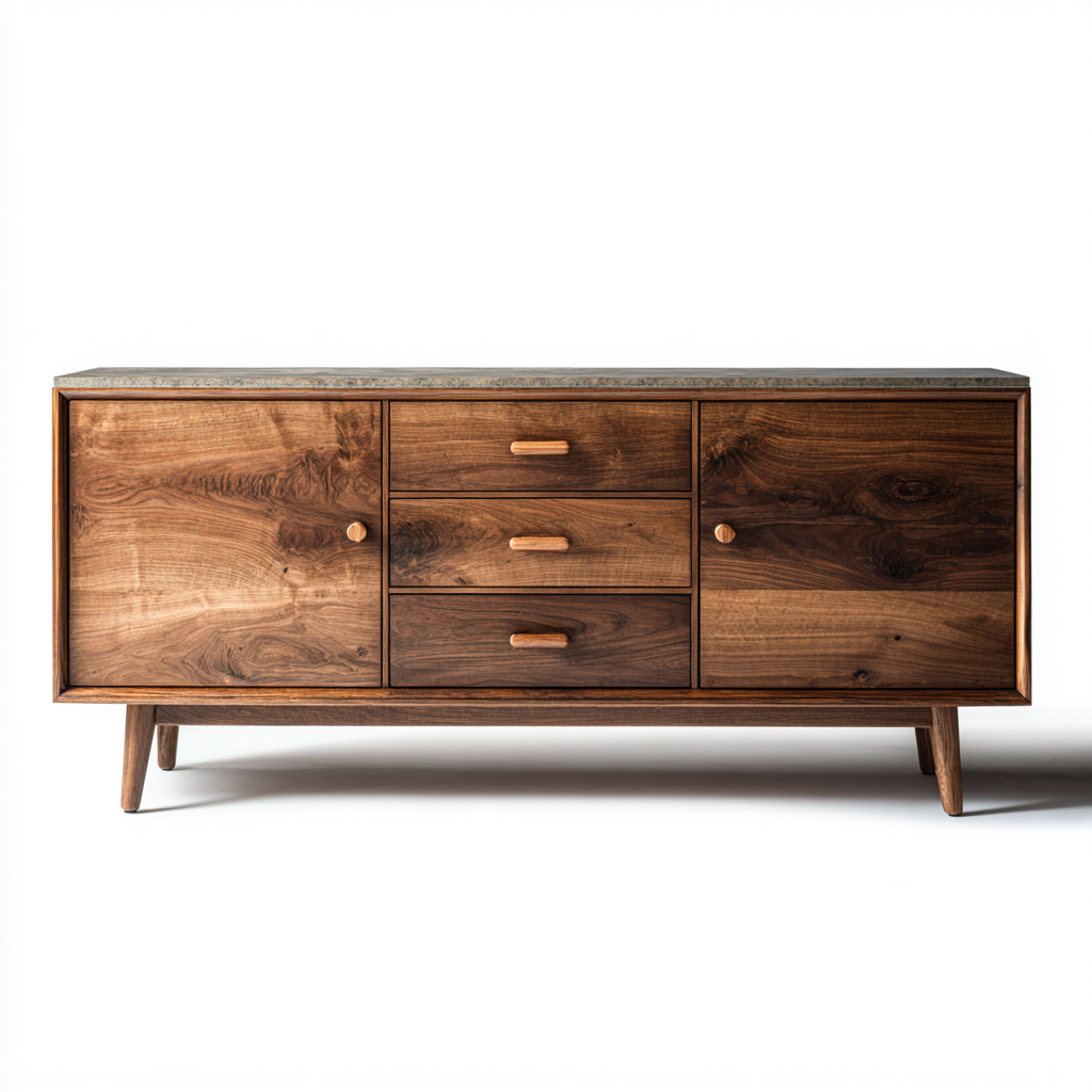 Buffet en bois 180x45x75 cm - brun foncé - pour salle à manger - design moderne-Ratilyinterior