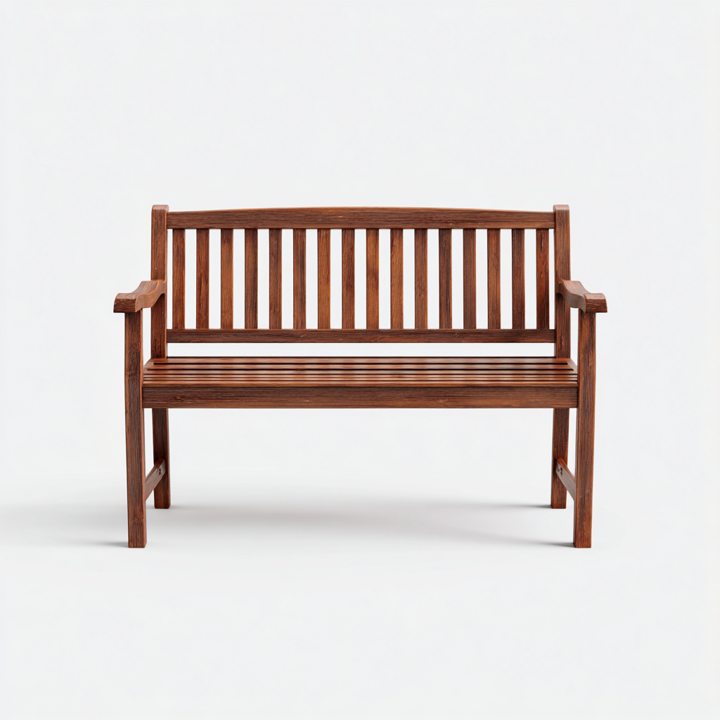 Banc de jardin en bois massif avec dossier à lattes 130x55x90 cm - bois foncé - pour extérieur - style classique-Ratilyinterior