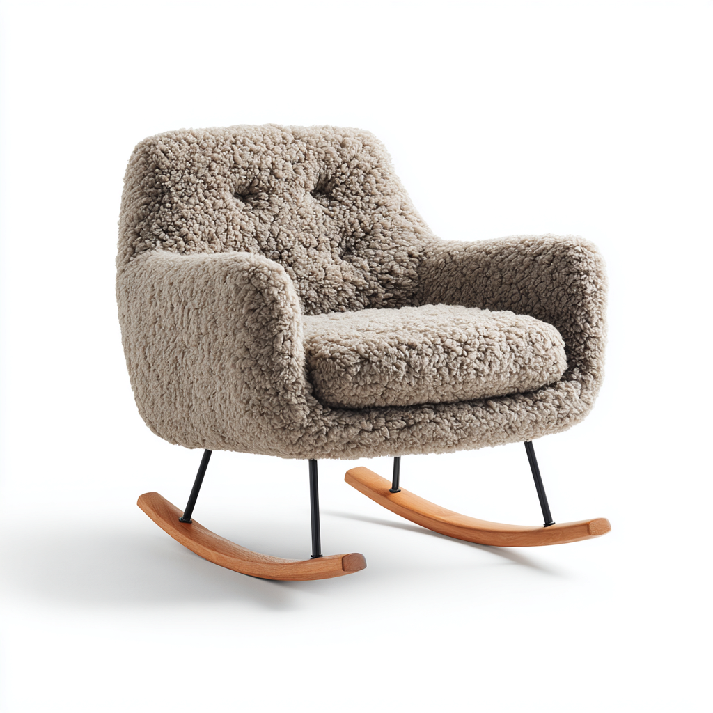 Fauteuil à bascule en tissu bouclé 75x65x75 cm - beige - salon - design cosy-Ratilyinterior
