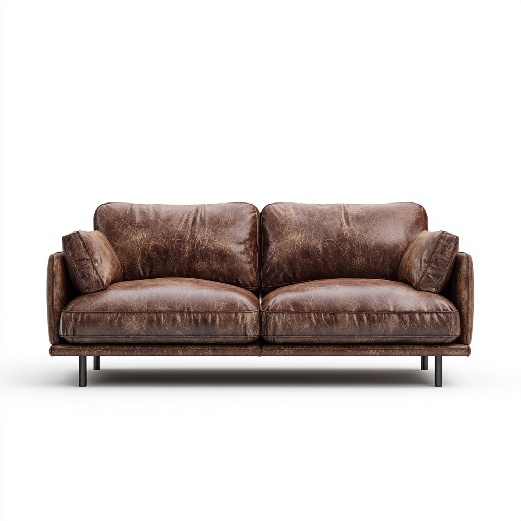 Canapé 3 places en cuir 210x95x85 cm - marron - pour salon - design moderne-Ratilyinterior