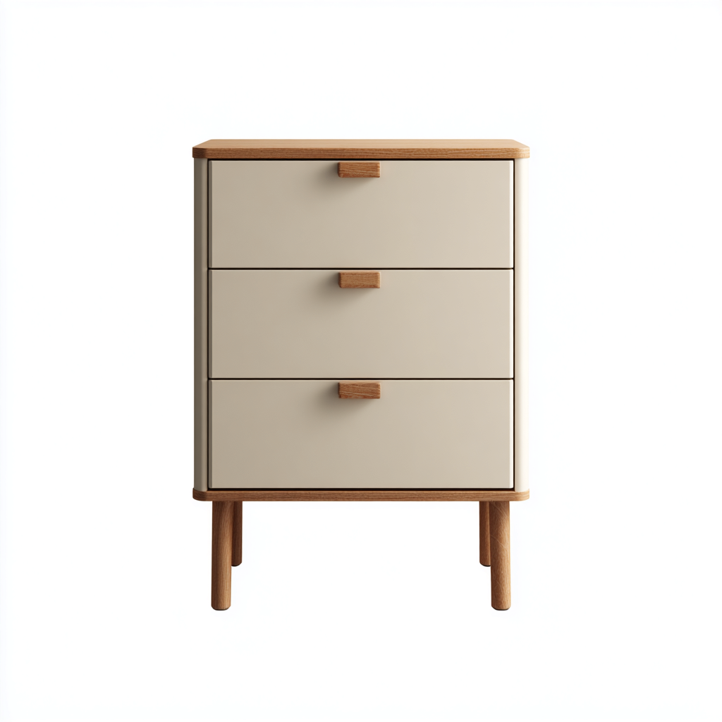 Commode rangement MDF bois 70x40x85 cm - beige - brun - pour salon - design scandinave-Ratilyinterior