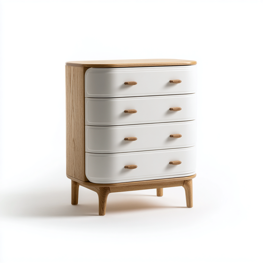 Commode bois et MDF 80x40x95 cm - blanc naturel - pour salon - design scandinave-Ratilyinterior